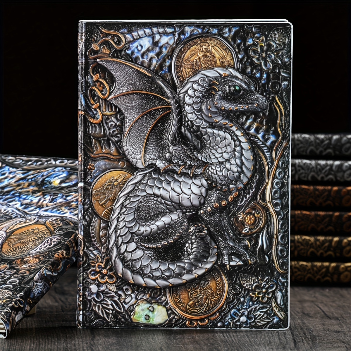 A5 Retro Relief 3D Dragon Notebook, 100 Sheets