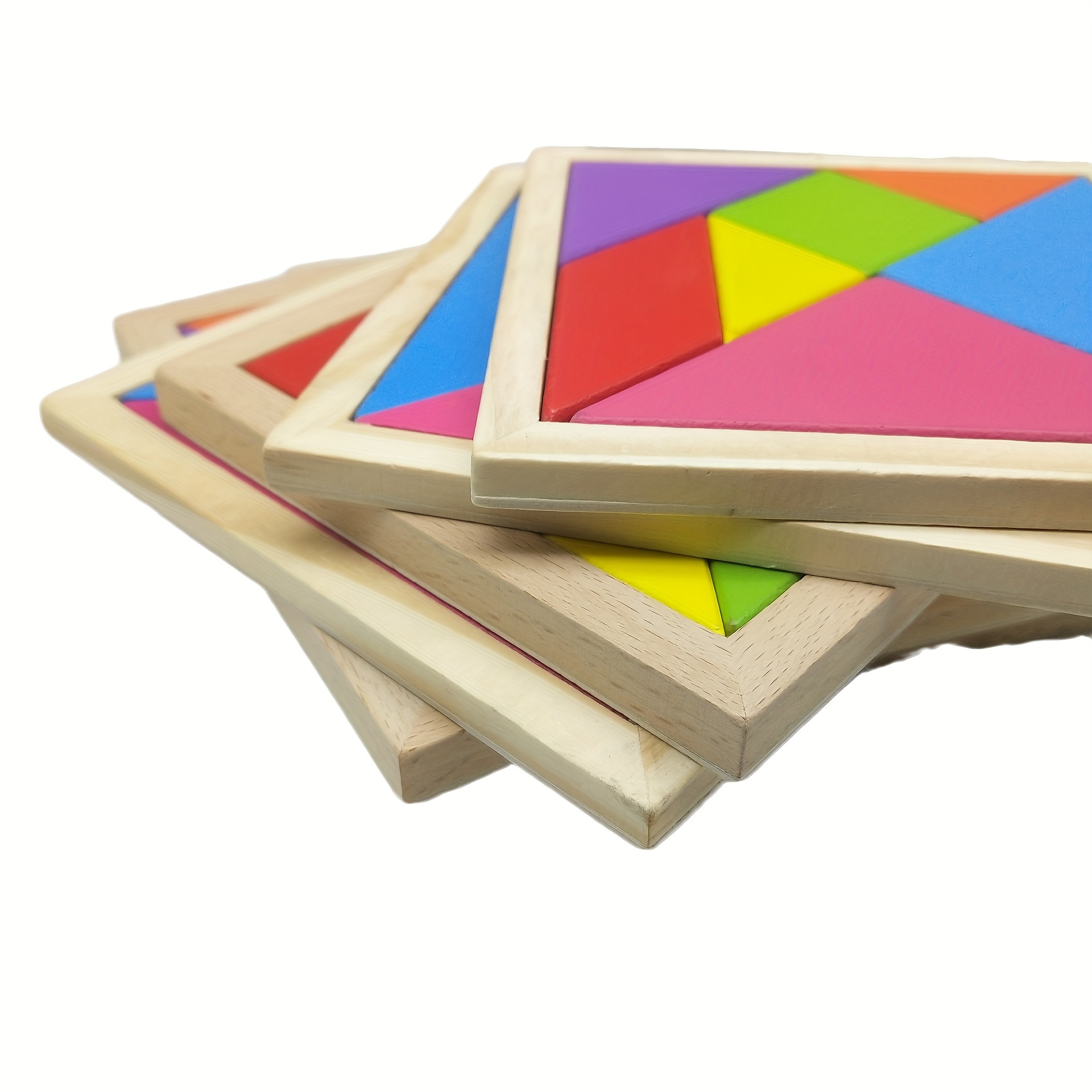 3D Three-dimensional Wooden Jigsaw Puzzle Toy Tangram Math Building Blocks  Creative Interactive Board Game Kids