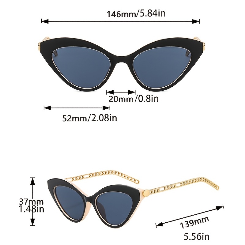 Vintage Cat Eye Sunglasses For Women Small Metal Chain Sunglasses Elegant  Eyeglasses Trend Fashion Shades - Temu
