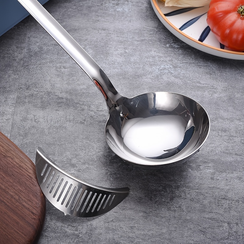 1Pc Stainless Steel Cooking Spoon Rustproof Soup Scoop Hot Pot Ladle  (Silver) 