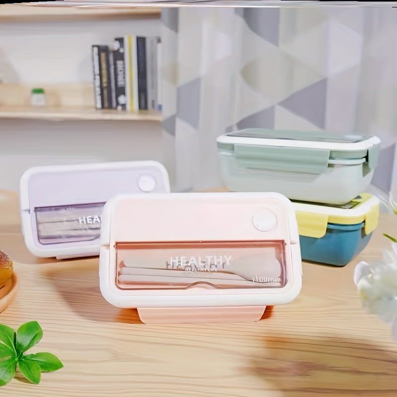 1pc Plastic Lunch Box With Cutlery, Modern Multi-grid Lunch Box For Office  Work School, Back to School Supplies