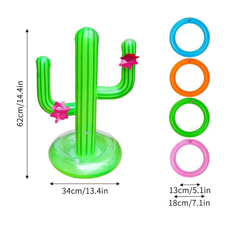 Inflatable Cactus Ring Toss Game Set For Outdoor Swimming - Temu