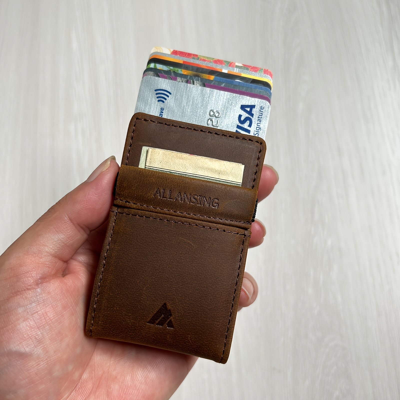 Slim Card Holder Minimalist Leather Front Pocket Wallet for Women