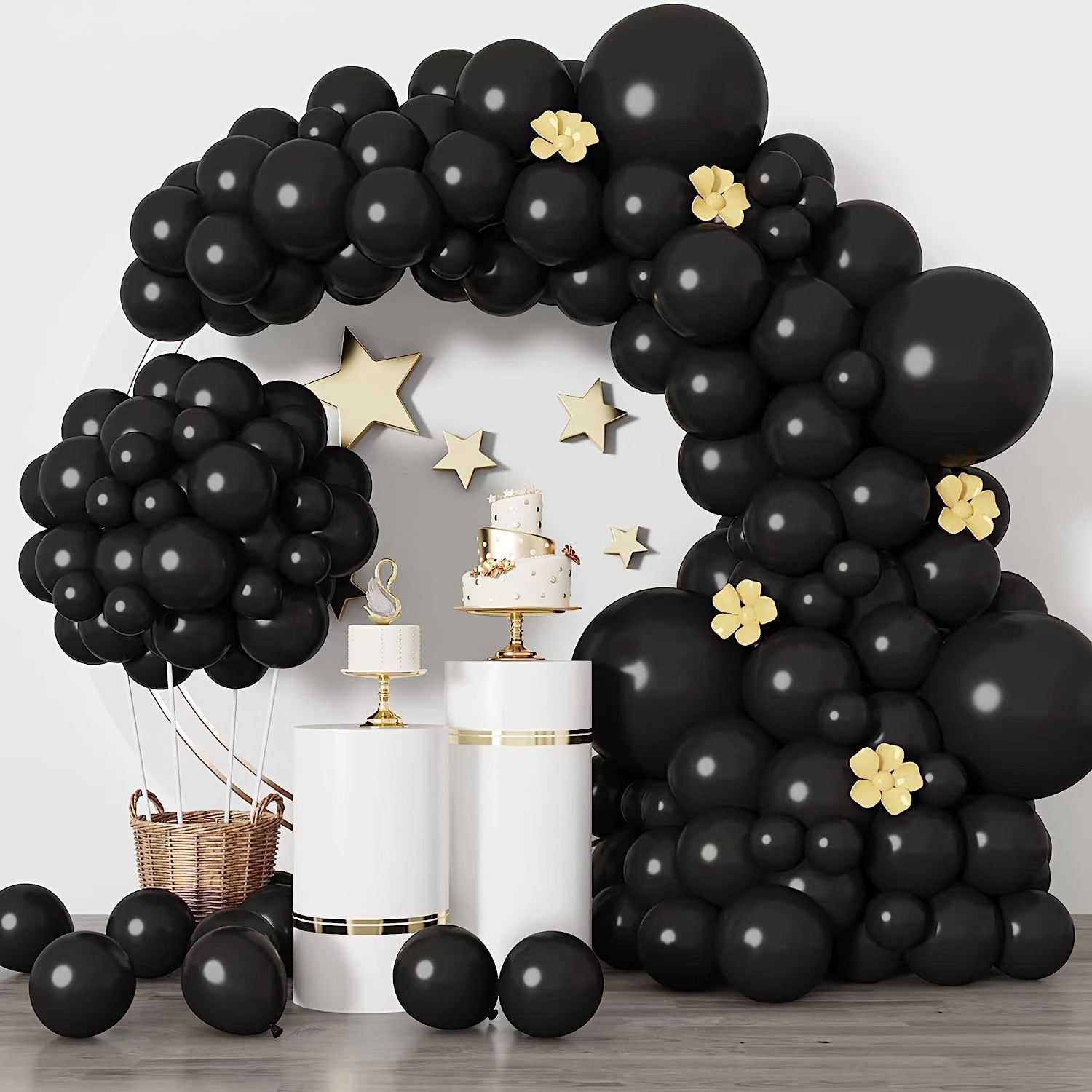 White Black Balloon Garland Arch Kit Matte Latex Black White - Temu