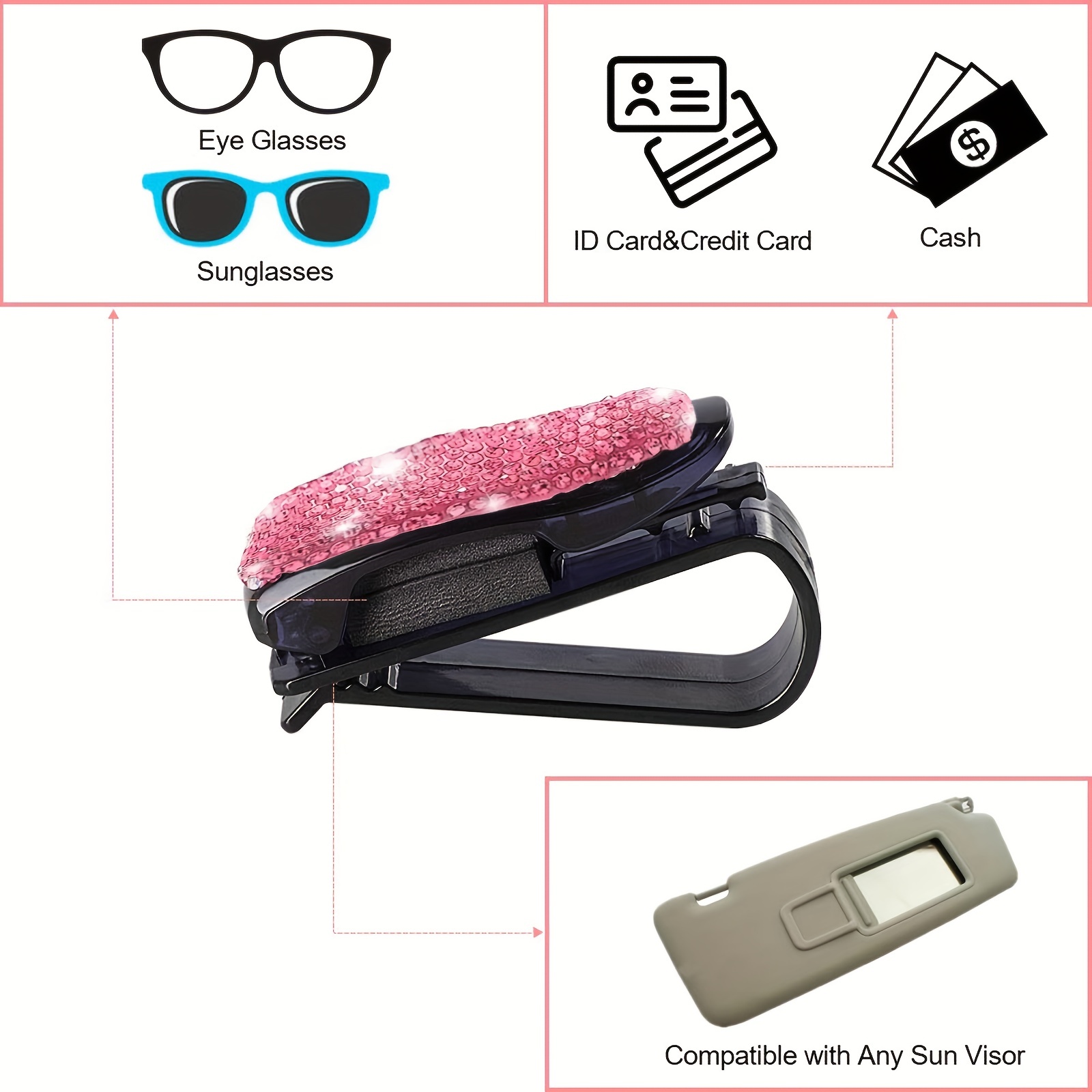 Sunglass Holder Car Sun Visor Glasses Holder Clip Hanger - Temu Canada