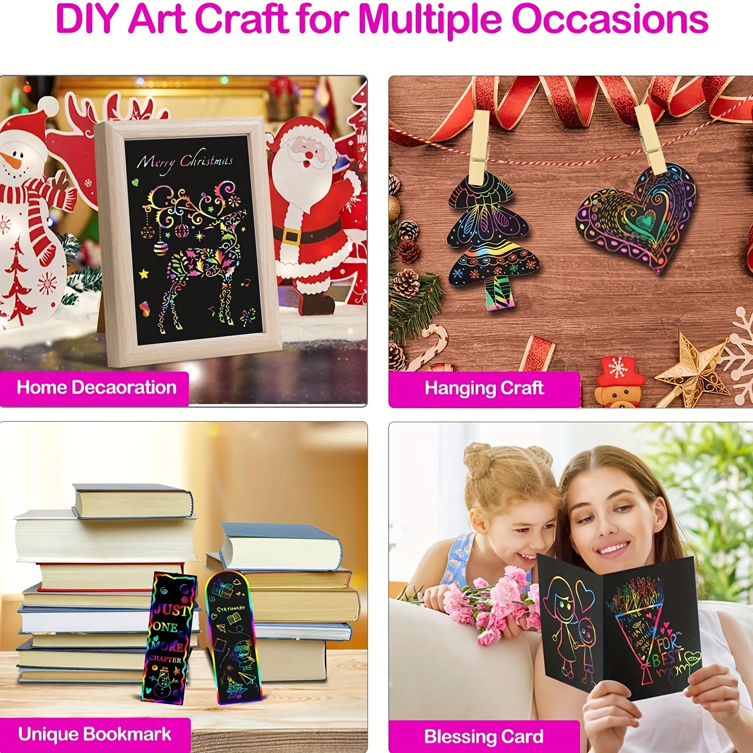 Scratch Art Party Favors for Kids: Kids Craft School Supplies for Girls  Boys 4-8 Years Old Kids Birthday Goodie Bags Christmas Gifts Classroom  Prizes