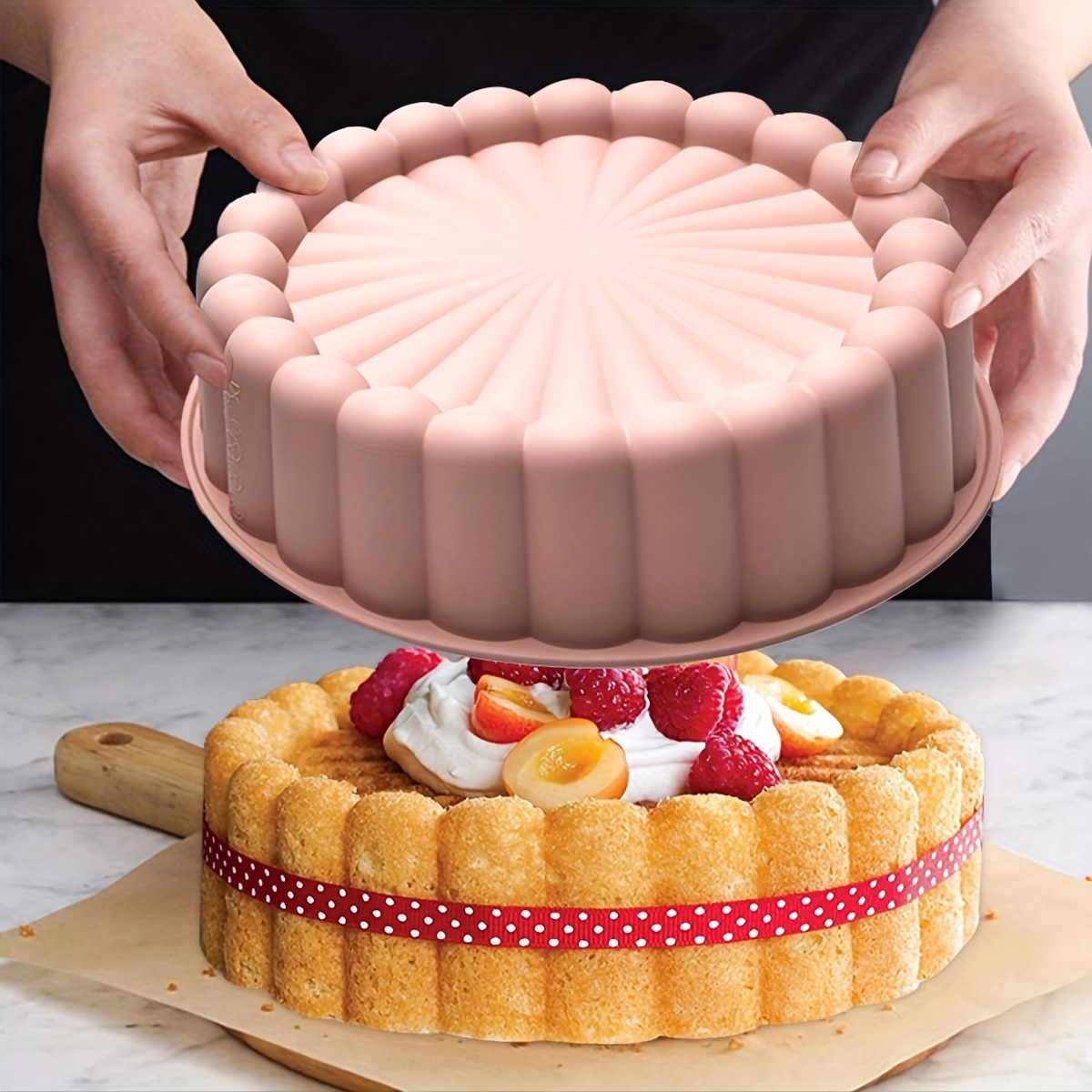 3pcs round flower cake pan set make   with   versatile nonstick silicone cake moulds   weddings family   diy making birthdays and more details 2