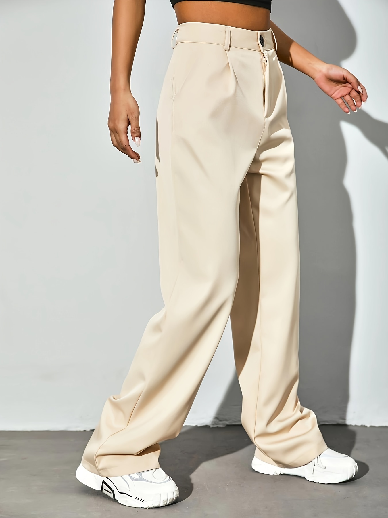 Solid Wide Leg Pants, Elegant Long Length Comfy Pants, Women's Clothing