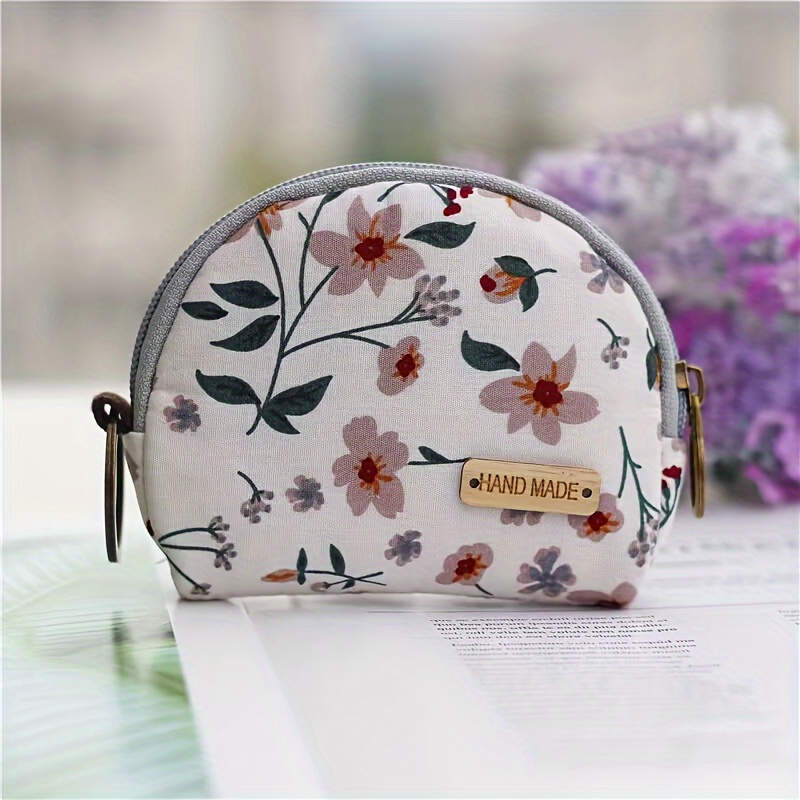 Mini Floral Pattern Coin Purse, Zipper Portable Clutch Wallet, Canvas  Storage Key Bag - Temu