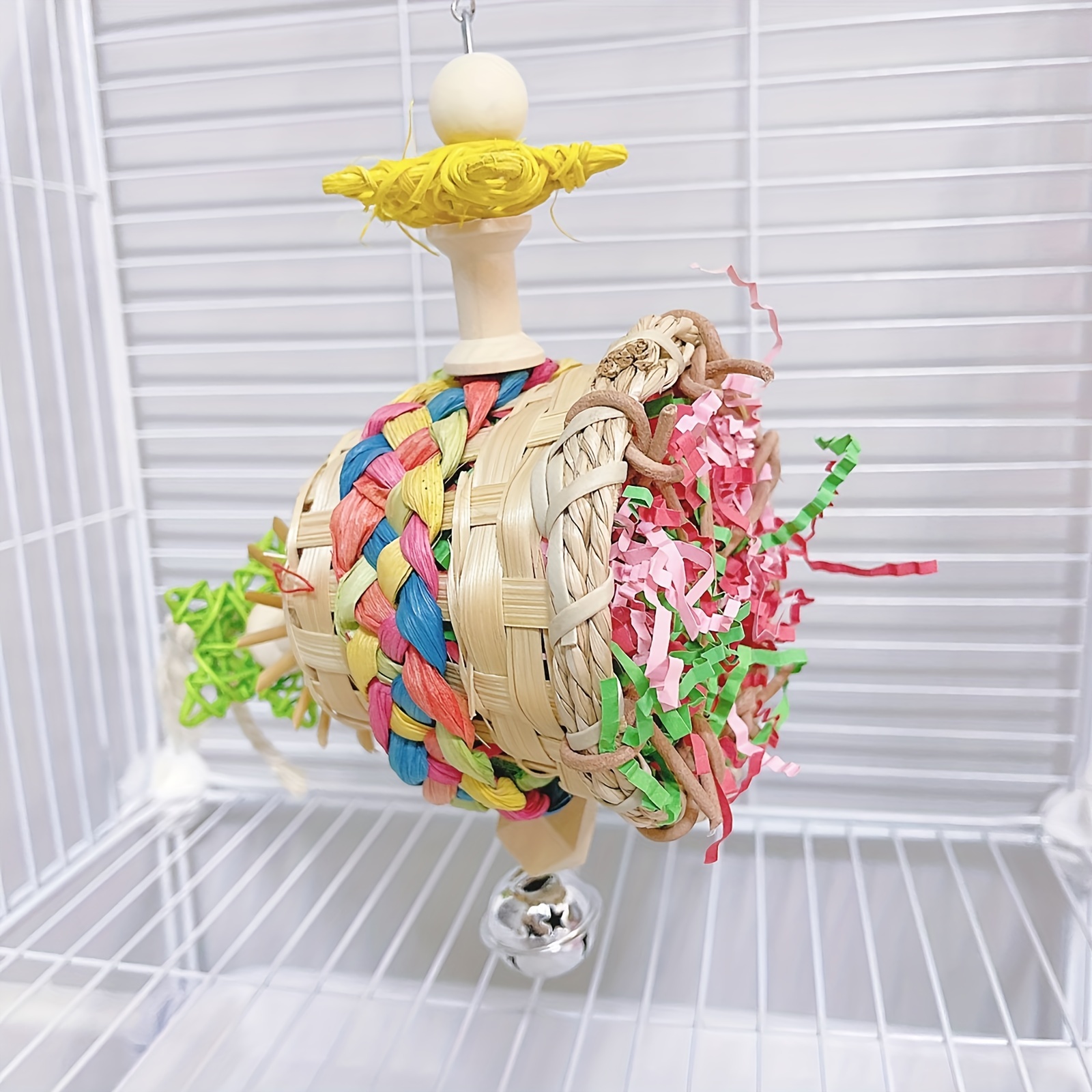 

Colorful Shred Foraging Toy: Keep Your Parrot Busy & Entertained With This Hanging Chewing Toy!