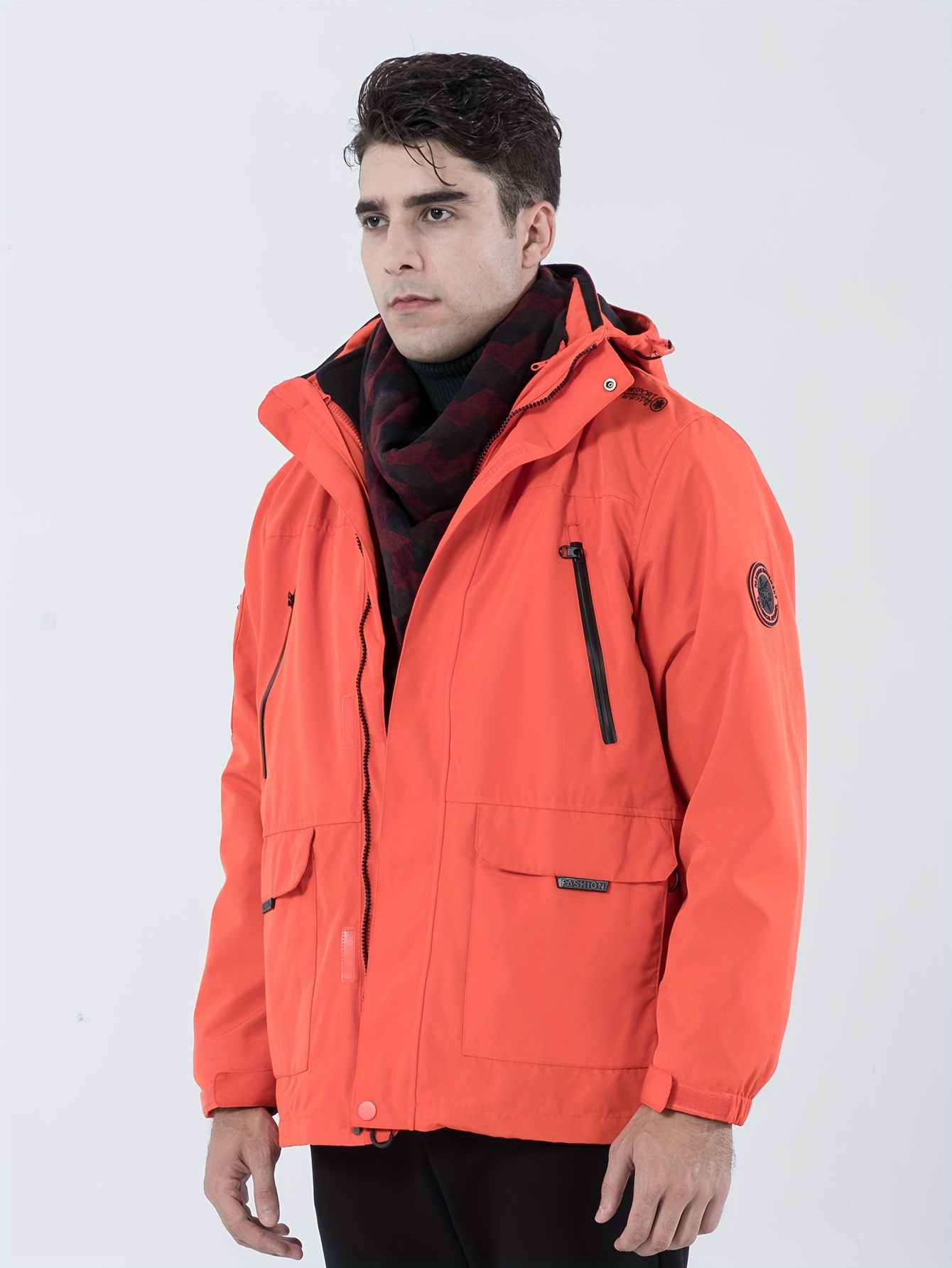 Waterproof Hooded Jacket Men Reflective Design Breathable - Temu