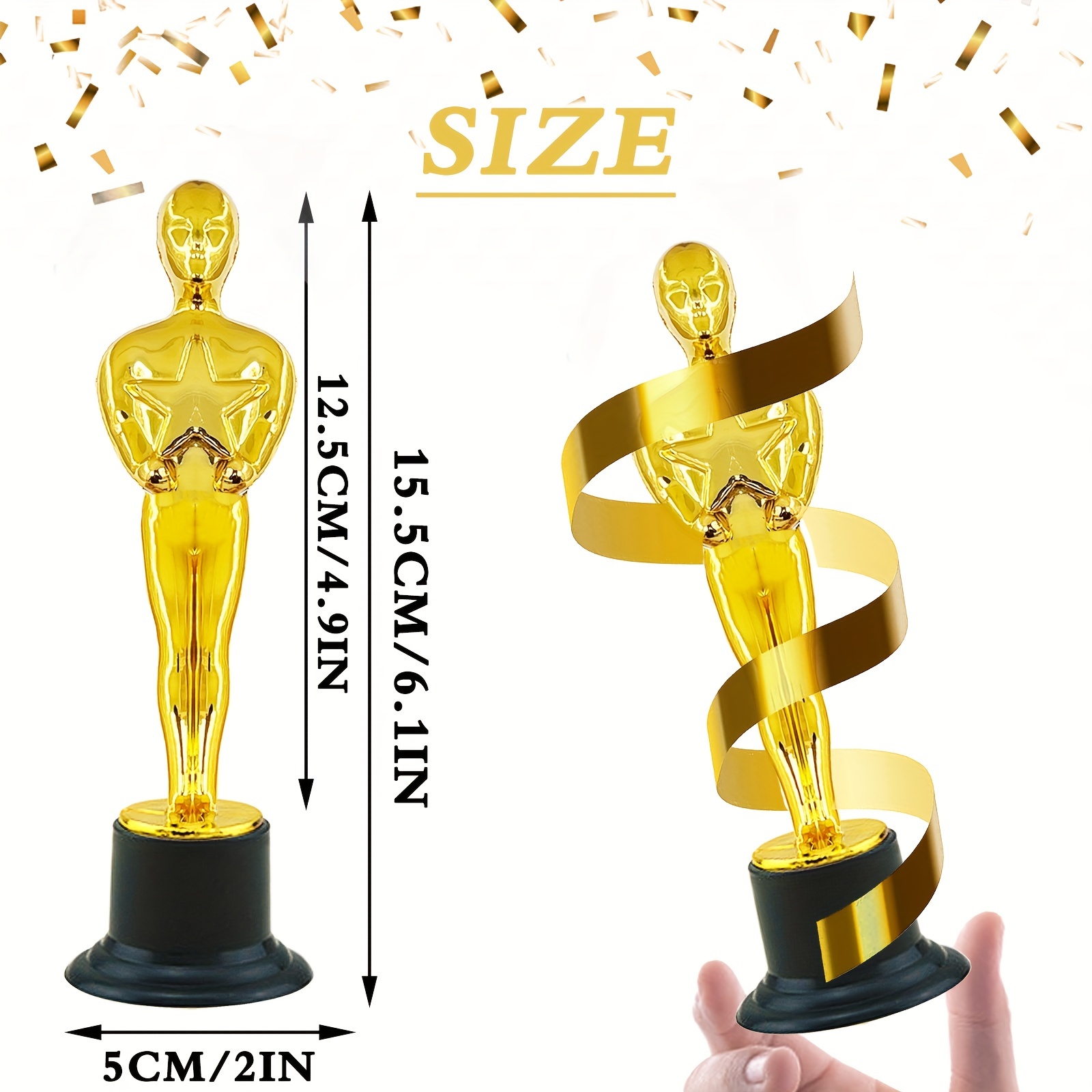 Lage – Trophée d'Or du Meilleur Acteur, Statuette dorée en Plastique h 23  cm pour Cérémonie de Remise des Prix, Figurine du vainqueur pour  Anniversaire, diplôme, fête du cinéma, des Mères, des