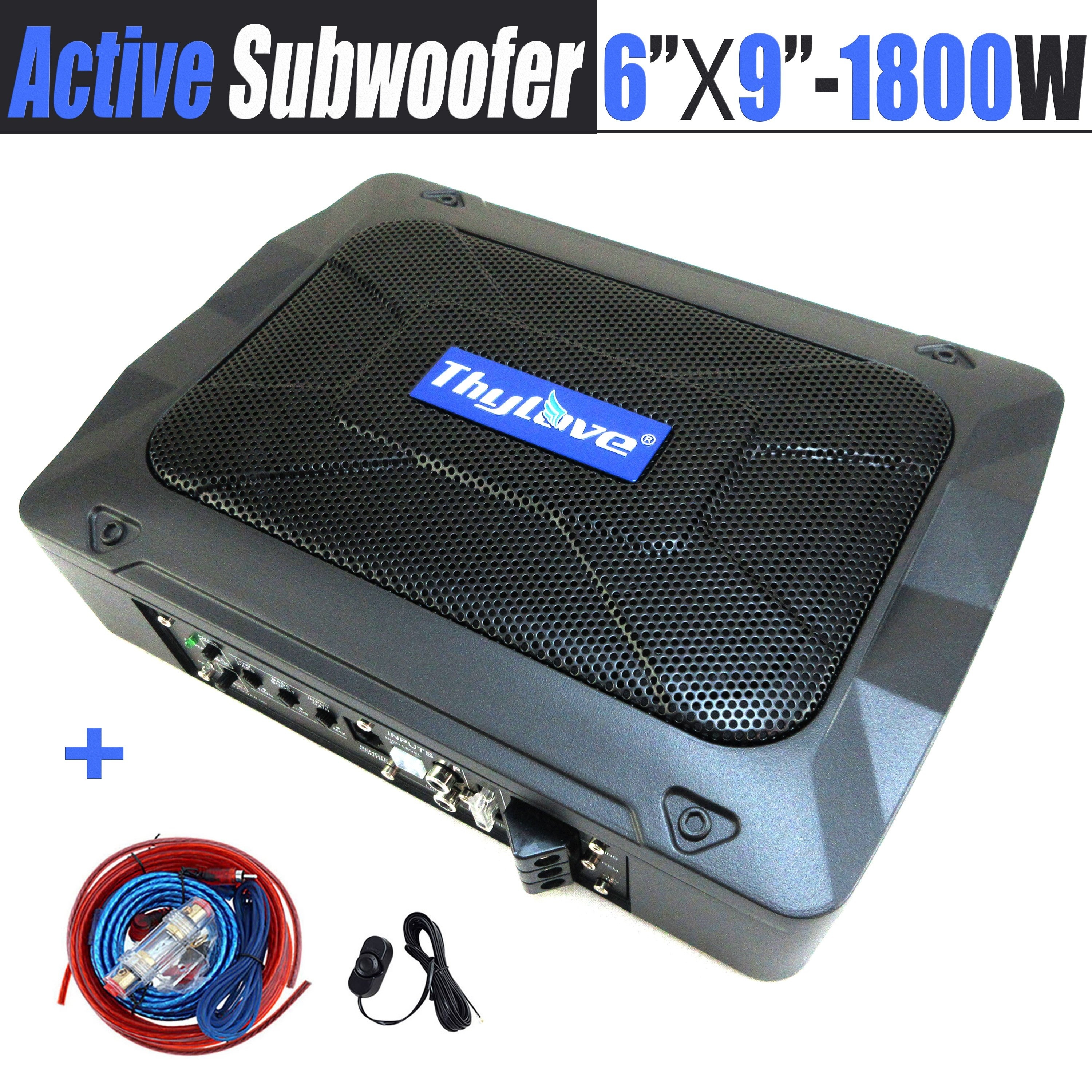 Seventour 10 800W Slim Under Seat Powered Car Subwoofer, Car/Truck Audio  Sub Built in Amplifier, New Upgrade with Blue LED Ambient Light