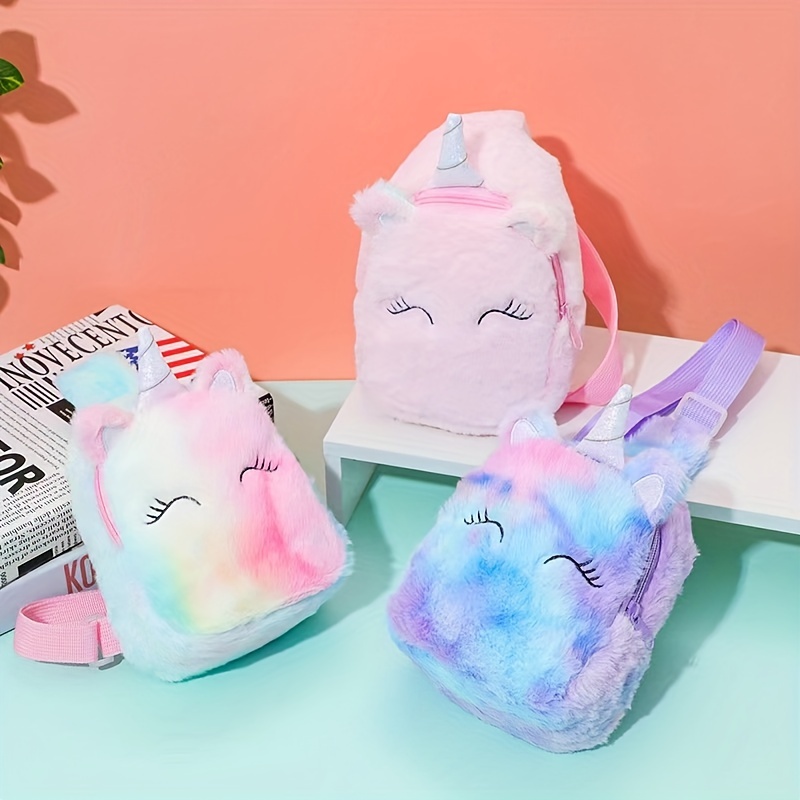 Girls S Silicone Cute Unicorn Messenger Bag Coin Purse Children's Pop Bag,  Ideal Choice For Gifts, Suitable For Children Aged 3-6 And Under 3.2 Feet/1