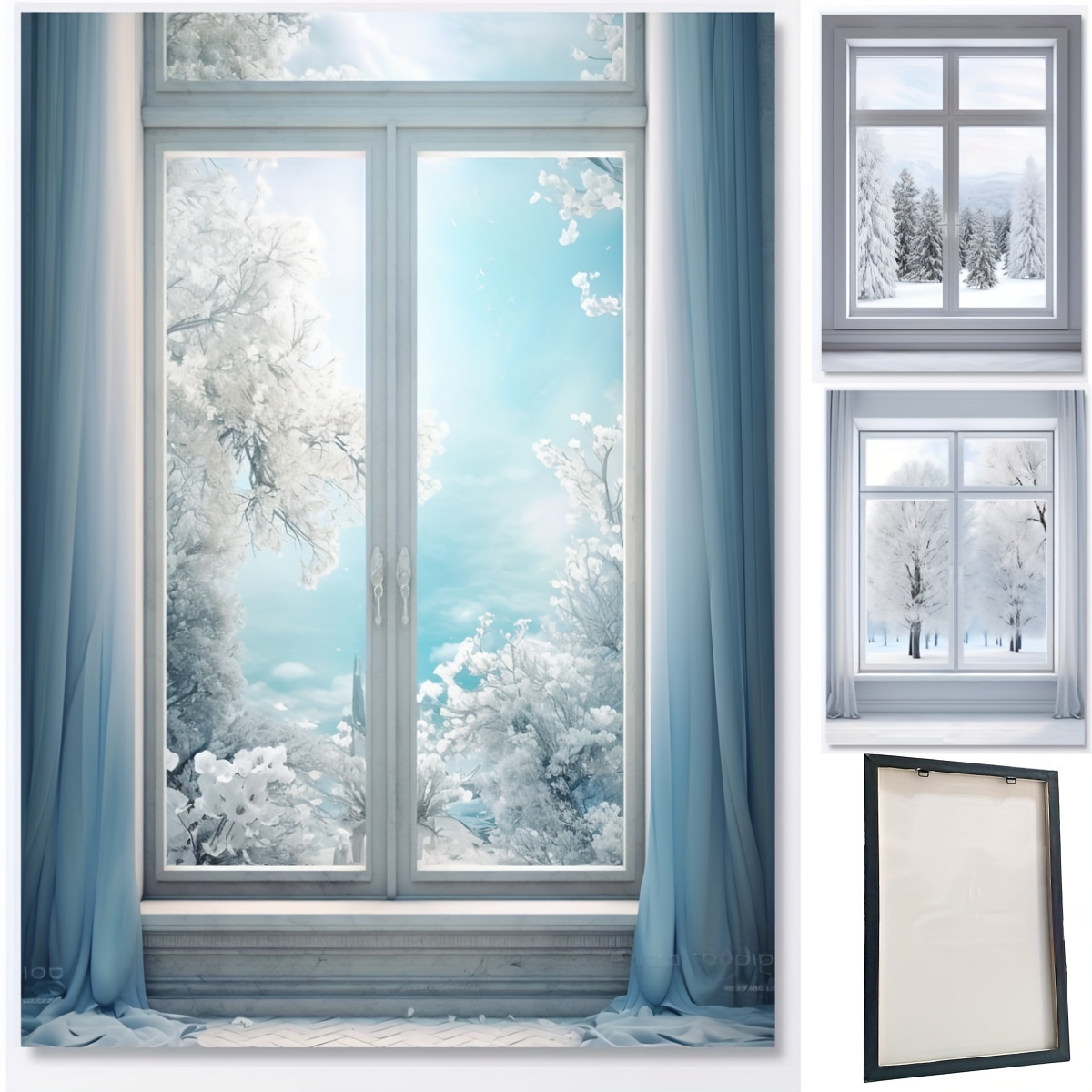 Winter Scene Painting On A Window Frame