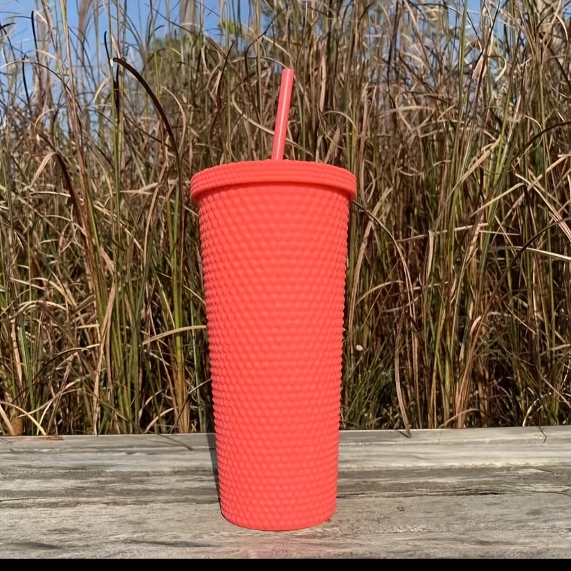 Studded Matte Cup Tumbler With Lid And Straw Bling Plastic - Temu