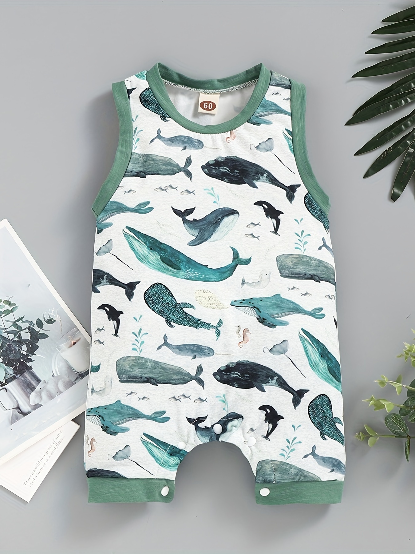 Baby Boys Cute Fish Graphic Print Short Sleeve Onesie - Temu