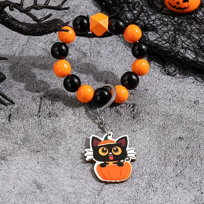 DQL Halloween Keychain Wristlet Strap Keychain Car Key Wristlet, Black Wrist Lanyard Boho Sun and Moon Hand Wrist Lanyard Keychain Holder (Black Sun)