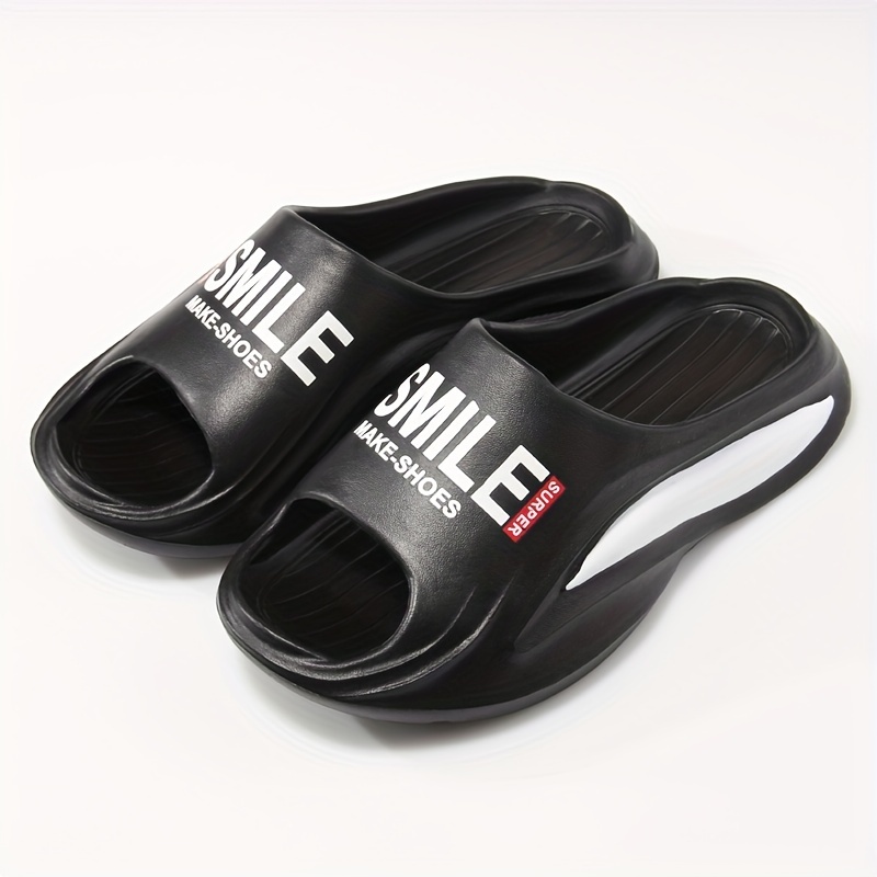 Men's Color Block Slide Slippers Soft Sole Non Slip Open Toe Shoes
