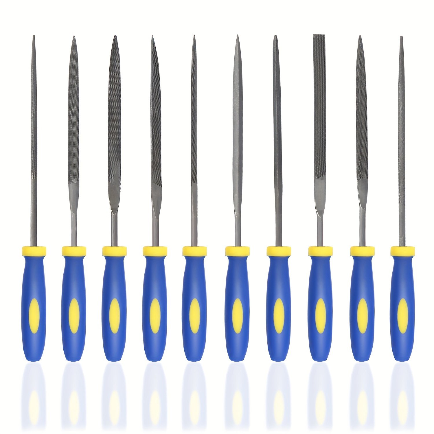 

10pcs Needle File Set - High Carbon Steel With Non-slip Handles - Perfect For Wood, Plastic, Model, Jewelry, Musical Instrument & Diy Projects (6 Total Length)