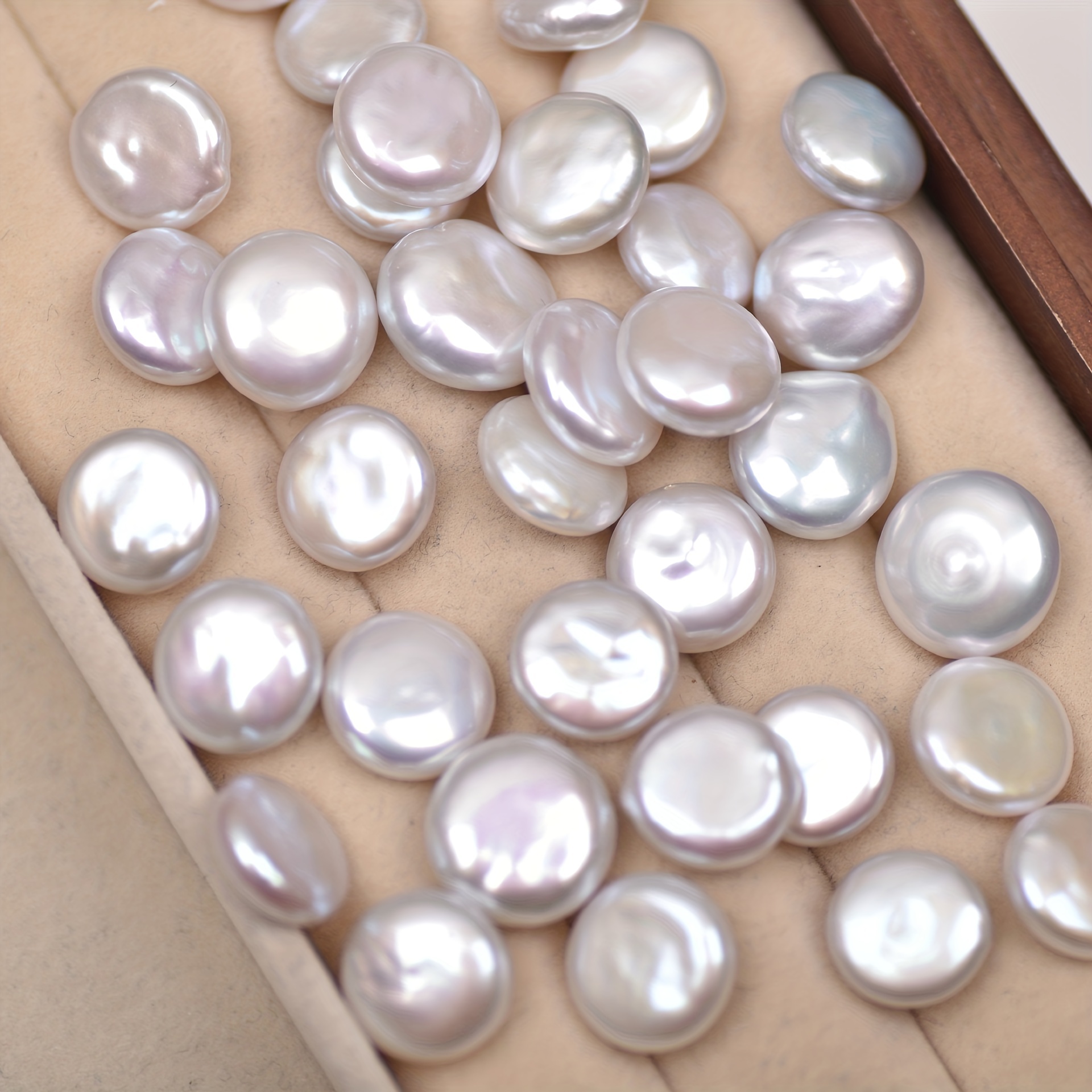 Flat Round Freshwater Pearl for DIY Earrings & Accessories
