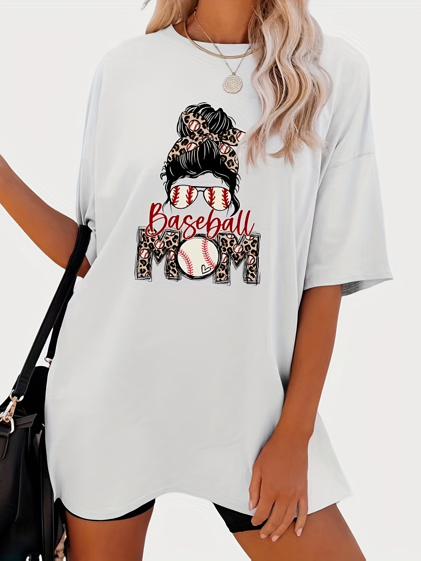 Baseball Mom T-Shirt Women Funny Cool Baseball Shirts Short Sleeve Graphic  Tee Summer Tops Loose Casual