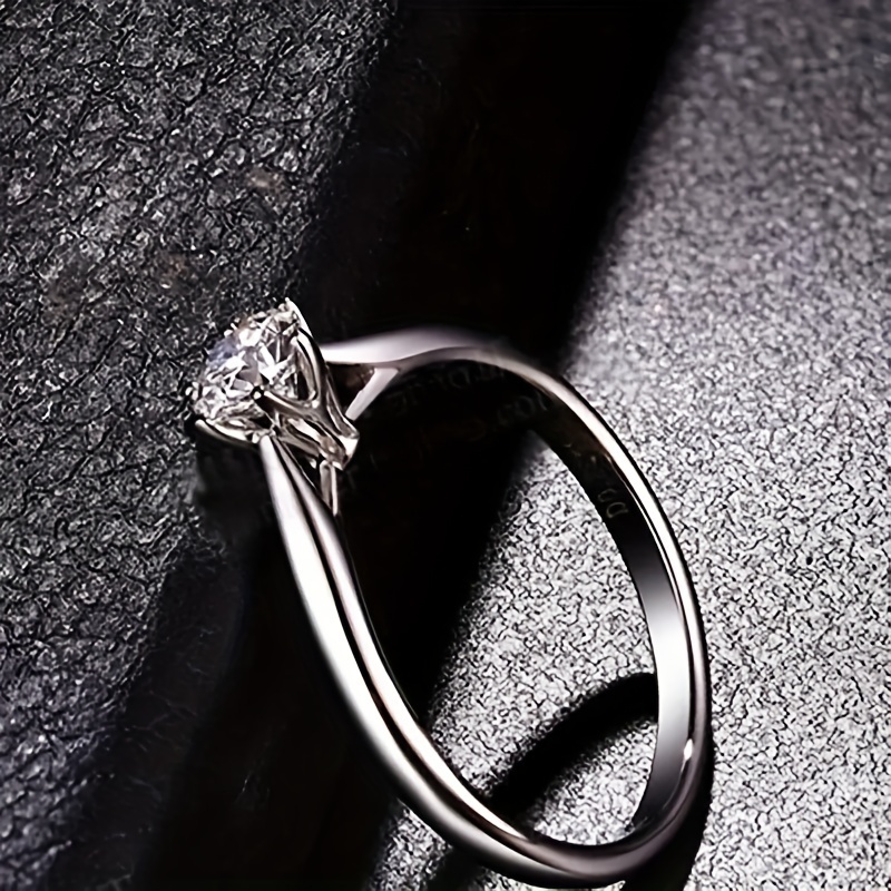 Women'S Classic Wedding Ring Forever Easy Six-Claw Synthetic Zirconia Fashion Single Stone Engagement Wedding Gift Ring Jewelry