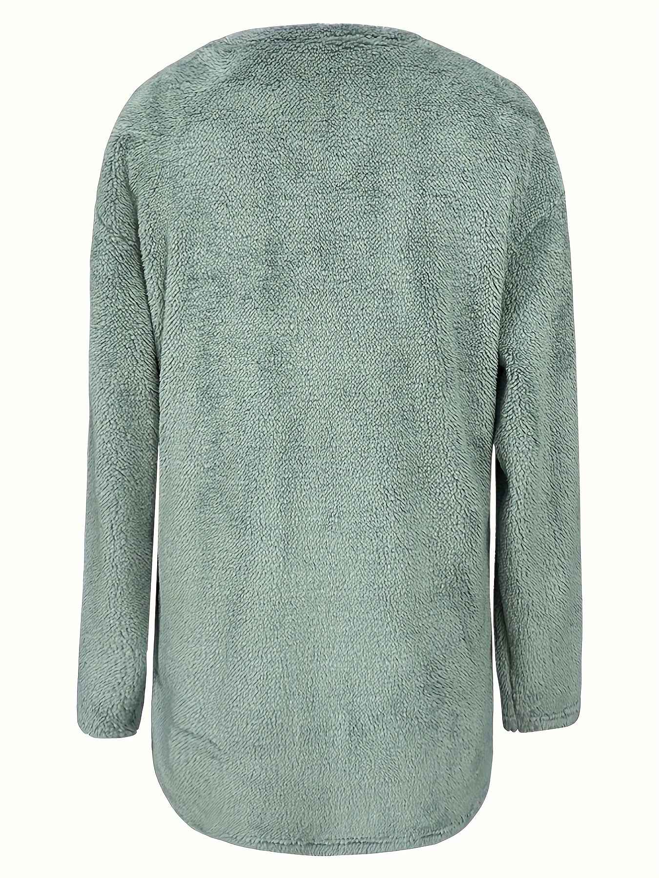 Butterfly Plant Print Pullover Sweatshirt Furry Casual Sweatshirt