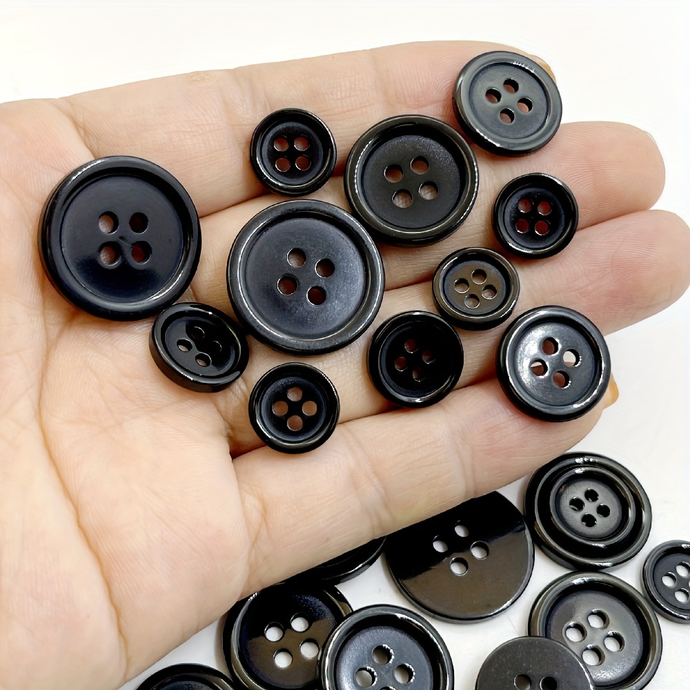60 botones negros de resina plástica de costura de 1 pulgada para  manualidades, botones negros grandes, 4 agujeros, botones de costura para