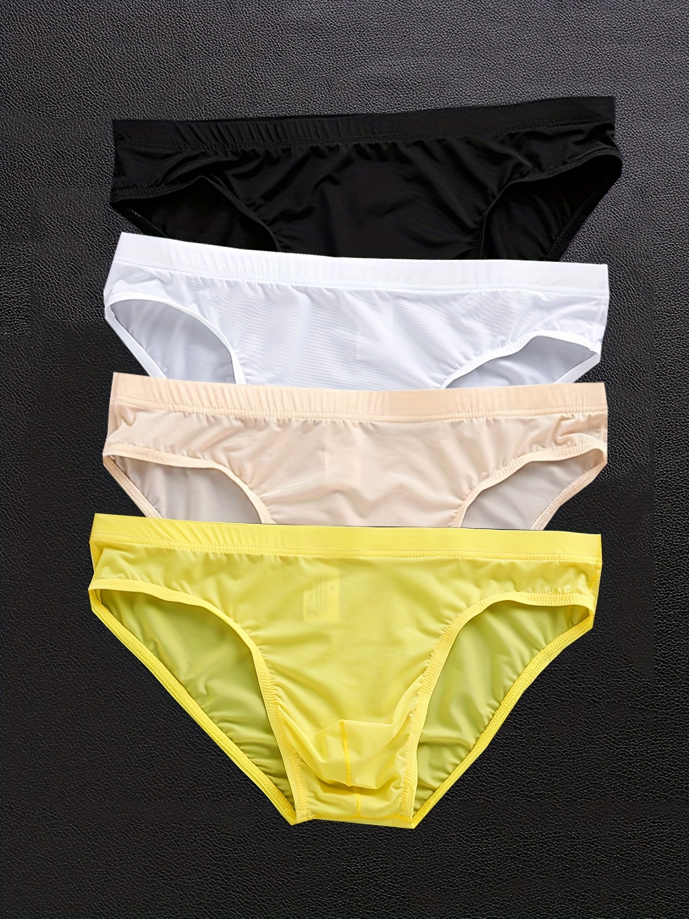 Plain Solid Color Ultra Thin Breathable 4PCs Underwear Set