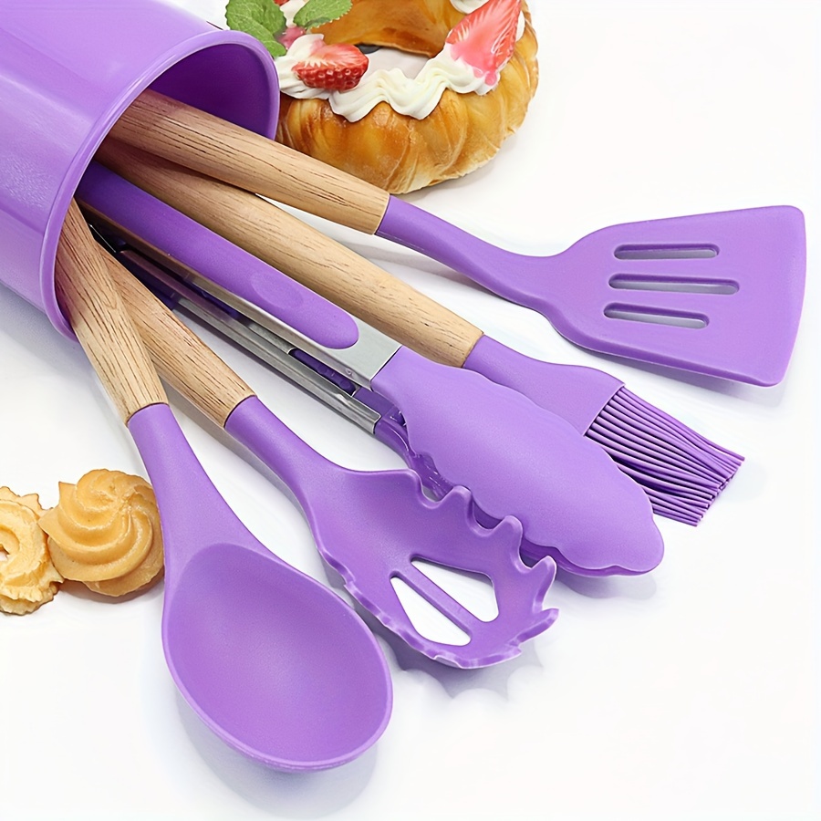 Silicone Cooking Utensils Set Non-Stick Spatula Shovel Wooden Handle –  Persian Seller