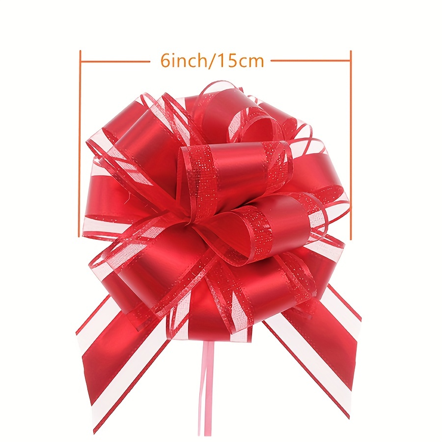 12pcs Christmas Ribbon Pull Bows For Gift Wrapping, 5-inch Large Pull Bow  For Christmas Tree Basket Decorating, Ribbon And Bows For Wedding Party  Birthday Decoration