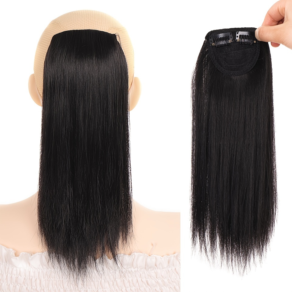 Synthetic Invisible Straight Hair Pieces Clip In - Temu