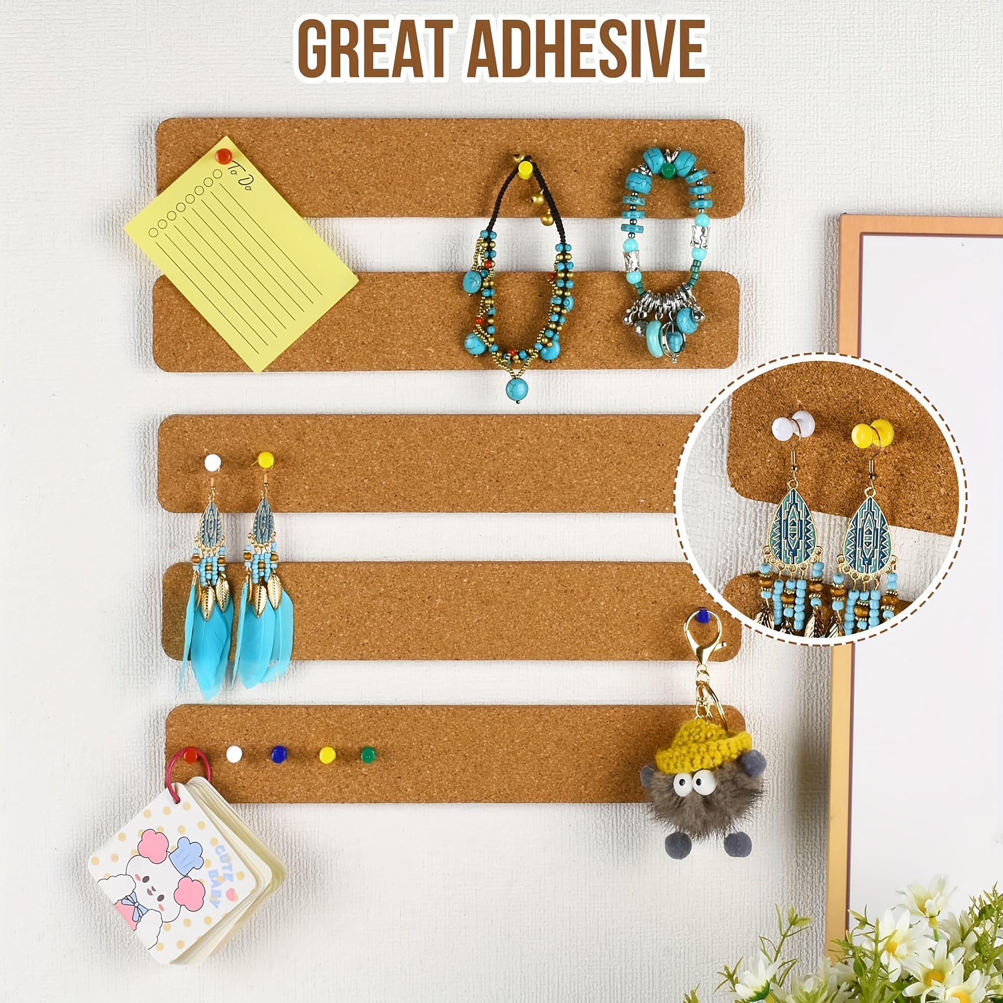 5 Pack Felt Pin Board Strips with 100 Push Pins