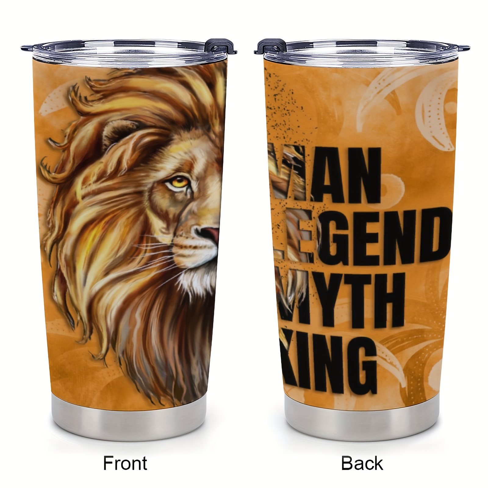 15oz Vacuum Insulated Coffee Mug, Lion Head, Personalized