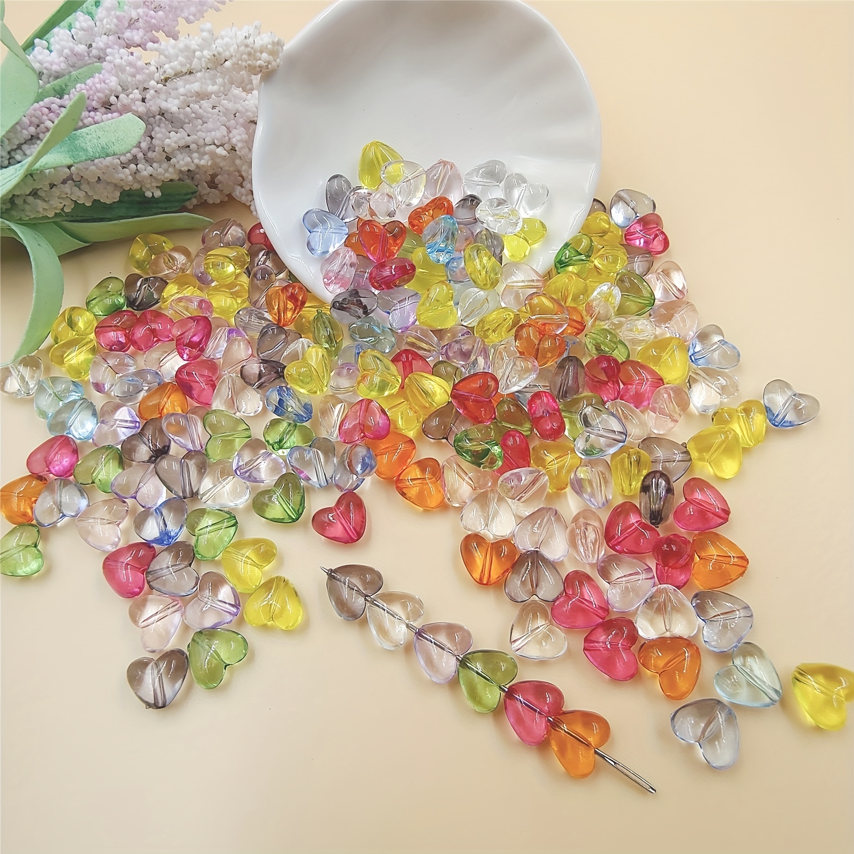 Acrylic Bracelet Accessories, Heart Beads Jewelry Making