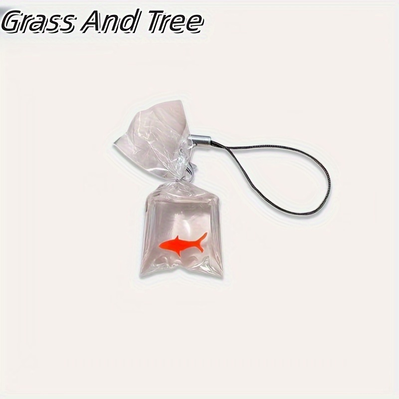 TEMU 1pc, Bagged Goldfish Pendant, Mobile Phone Case Stationery Box, Hair Ornament Pendant, Keychain, Additions, Creative Bagged Fish, Summer Mobile