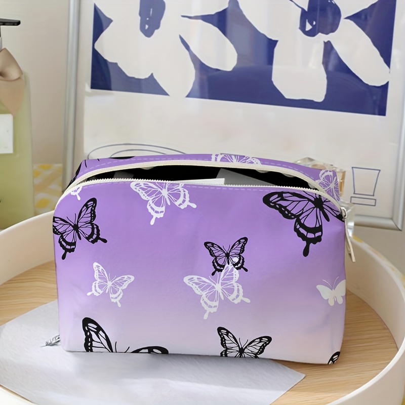 Flower Letter Print Cosmetic Bag Portable Makeup Storage - Temu