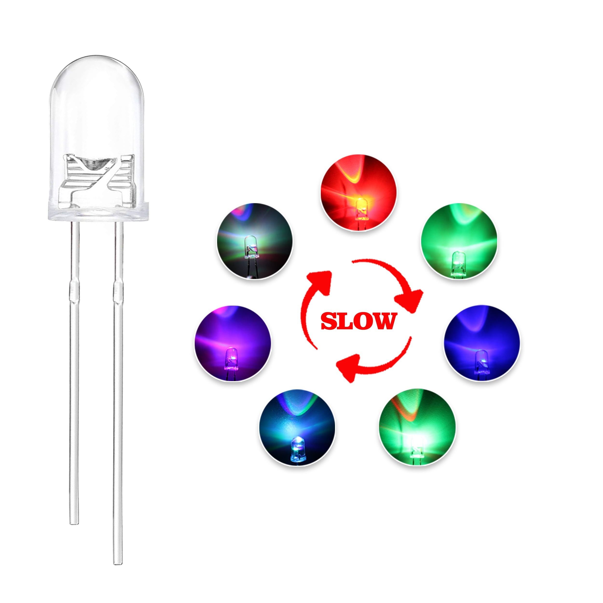 50Pcs 5mm 4pin RGB Tri-Color Common Anode LED light Red Green Blue