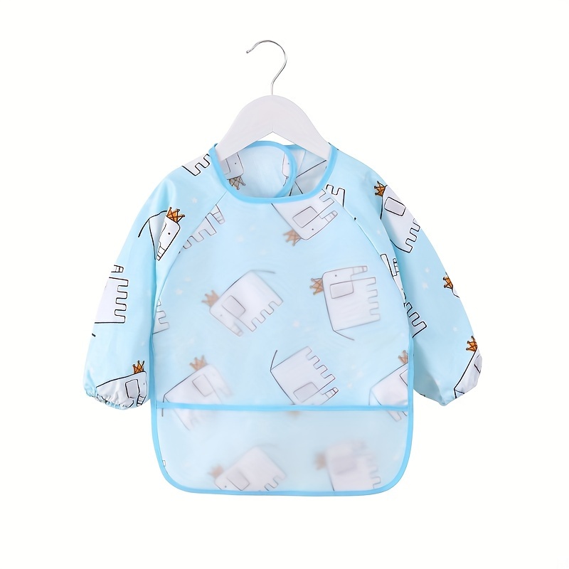 Waterproof Long-sleeve Baby Feeding Bib Protect 's Clothes Adorable Animal-print Waterproof Art Smock Kids Bibs!