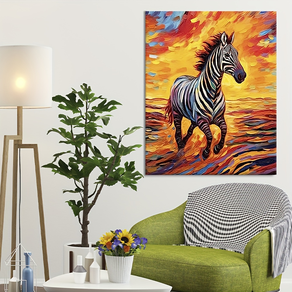Paint by Number Gift for Adults Colorful Zebra 