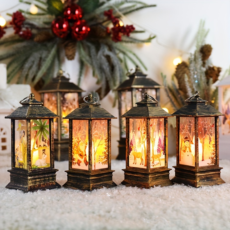 Christmas Decoration Lanterns, Santa Claus, Snowman Lantern Lights,  Decorative Lights For Indoor Outdoor, Dry Battery Powered - Temu