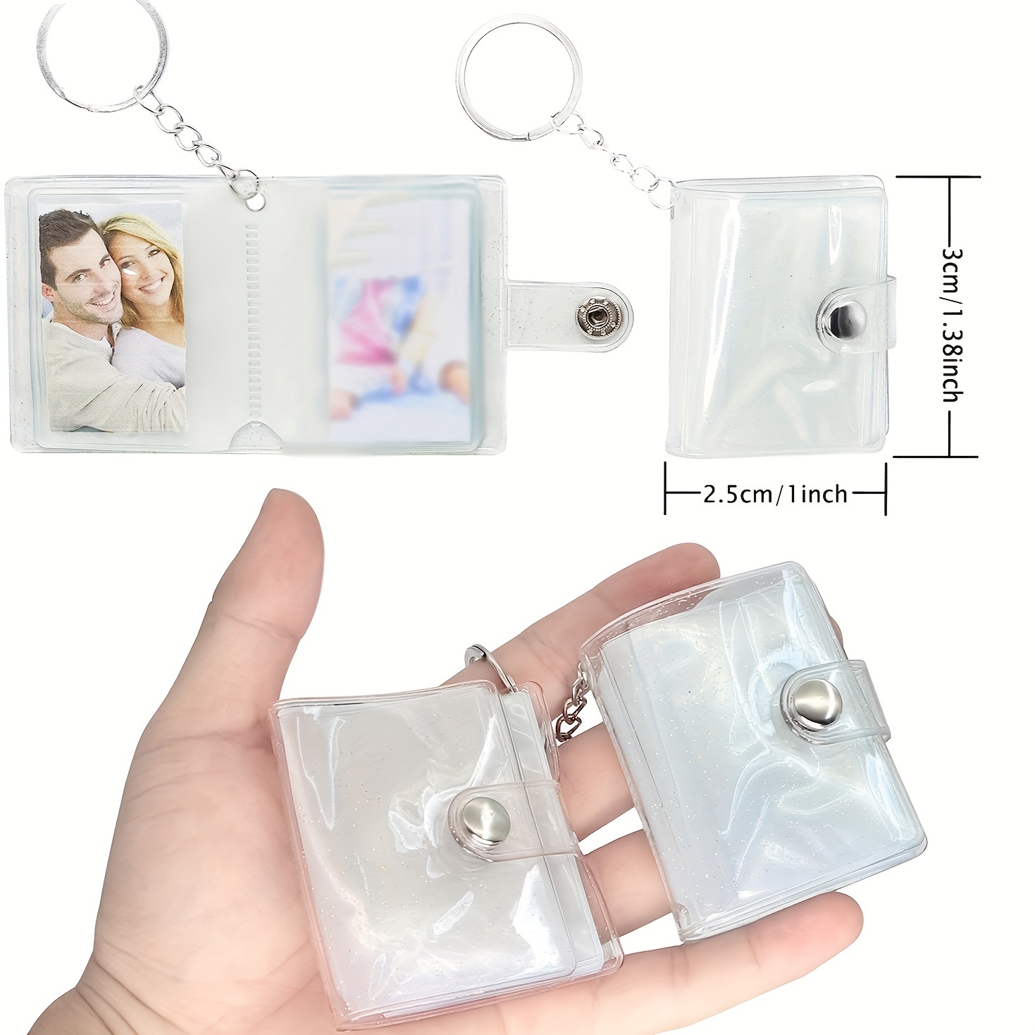  1/2inch 16 Pockets Mini Photo Album Keychain Photocard