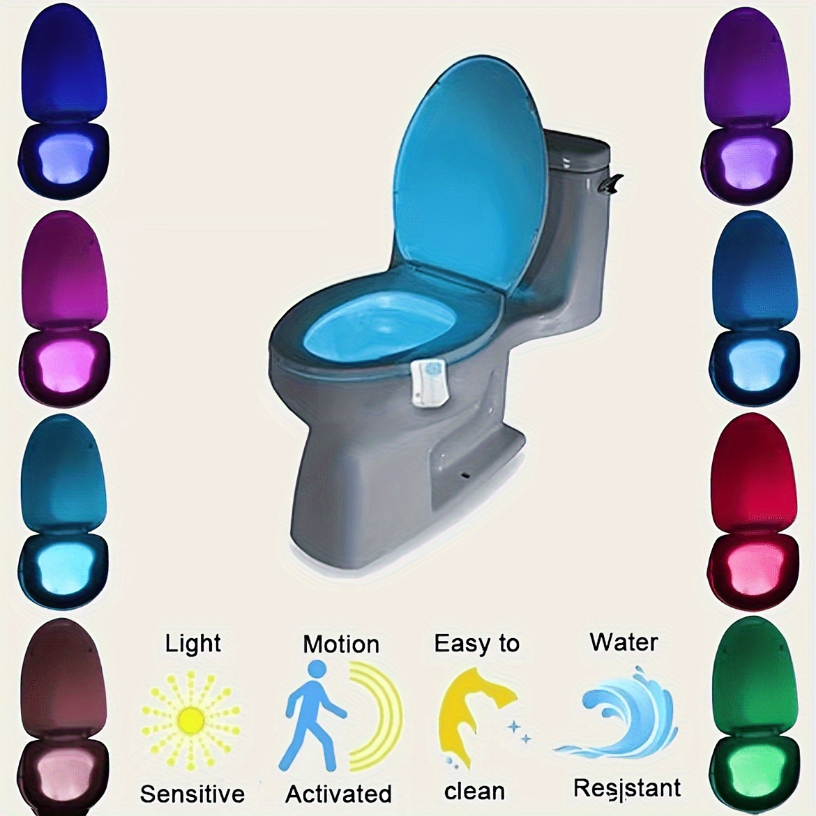 Pmmj Toilet Night Light, Motion Sensor Activated Led Lamp, Fun 8