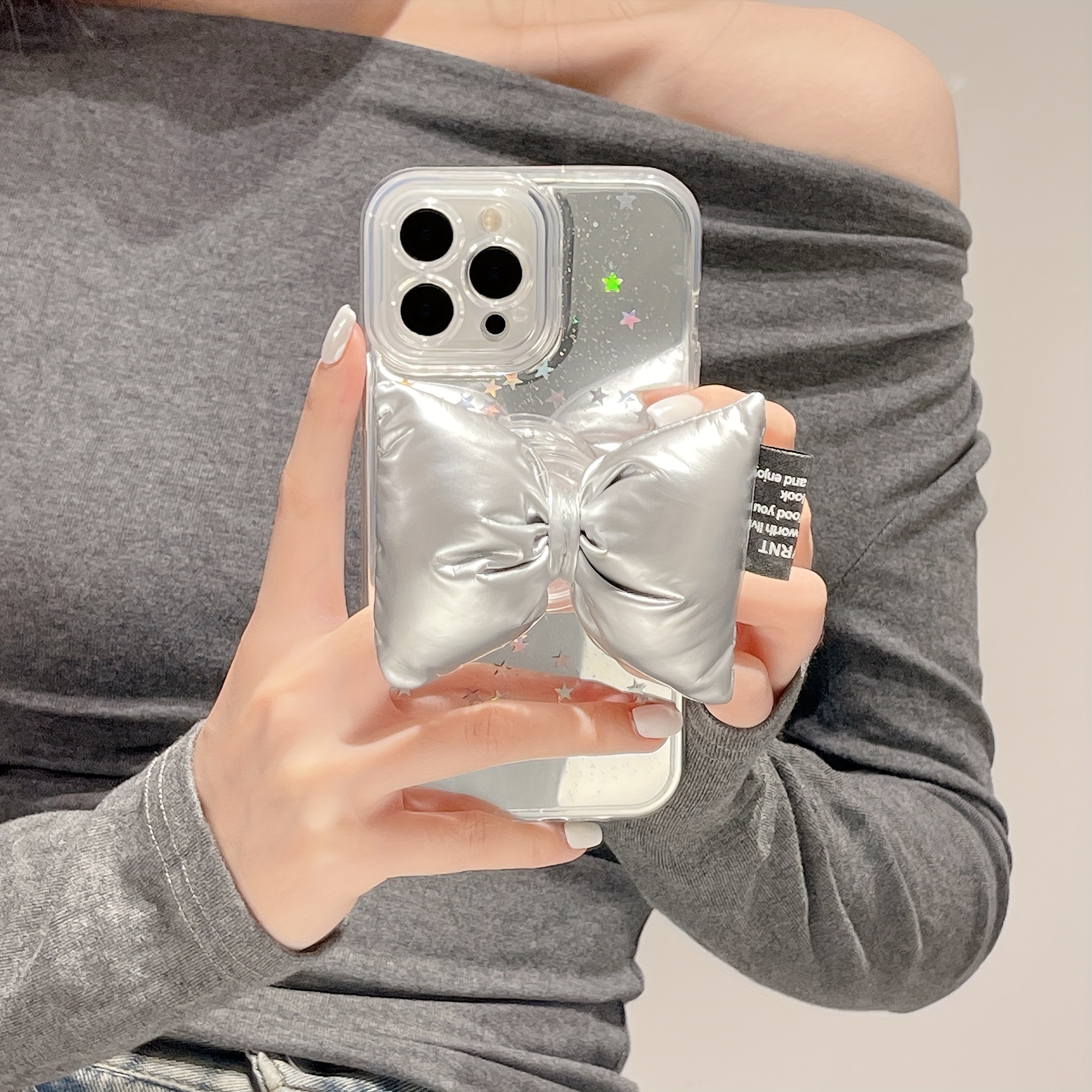 

For Iphone Dropper Mirror Star Bow Bracket Anti Drop Phone Protective Case