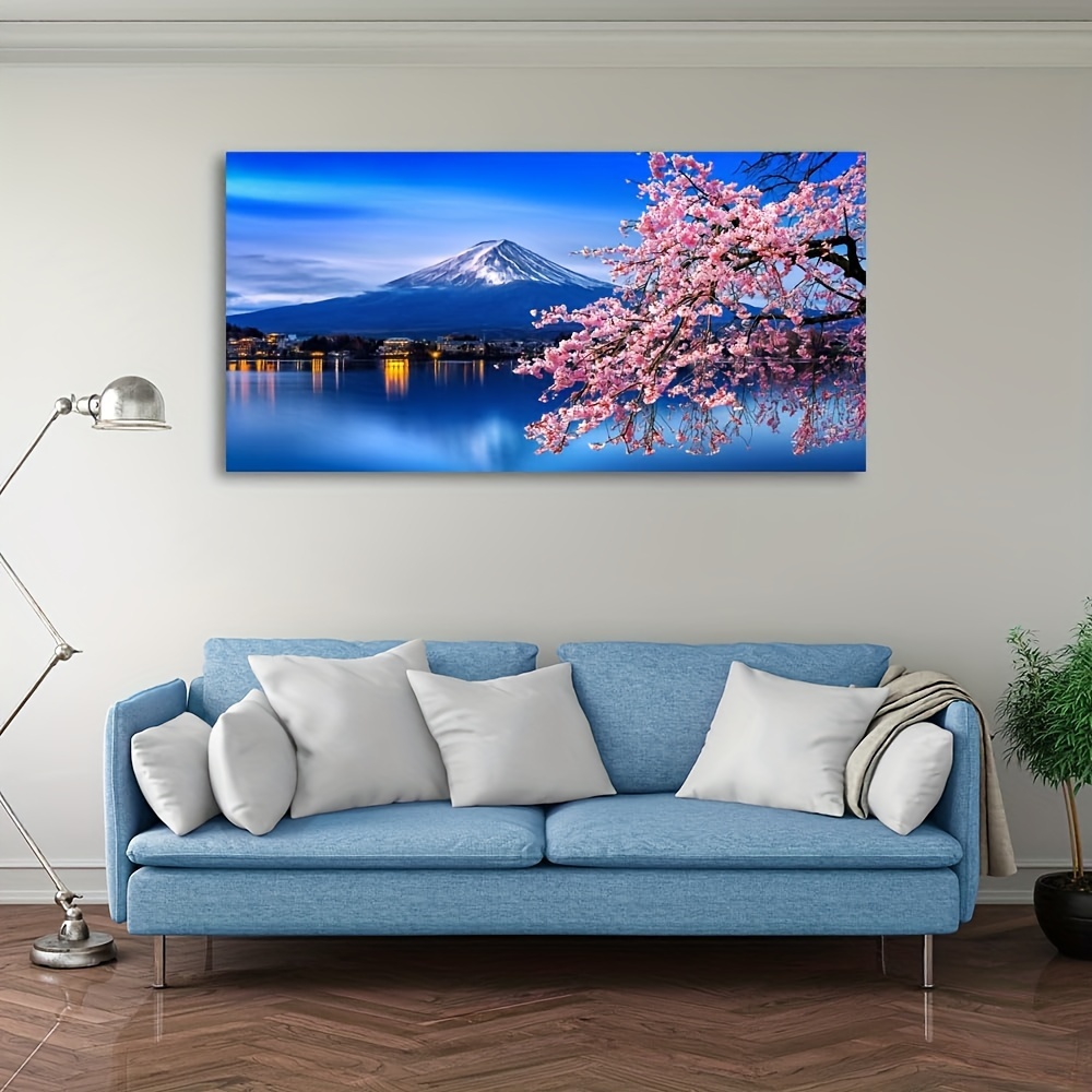  ERGO PLUS Lienzo grande para pared de sala de estar, lienzo de  gran tamaño Mt Fuji Japón, arte de pared, paisaje, imágenes temáticas para  decoración del hogar, 42 x 24 pulgadas 