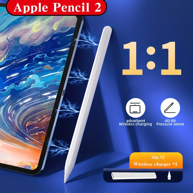 iPad Pencil 2nd Generation with Magnetic Wireless Charging, 2x Fast Charge for Apple iPad, Stylus Pen Compatible with iPad Pro 11 in 1/2/3/4, iPad