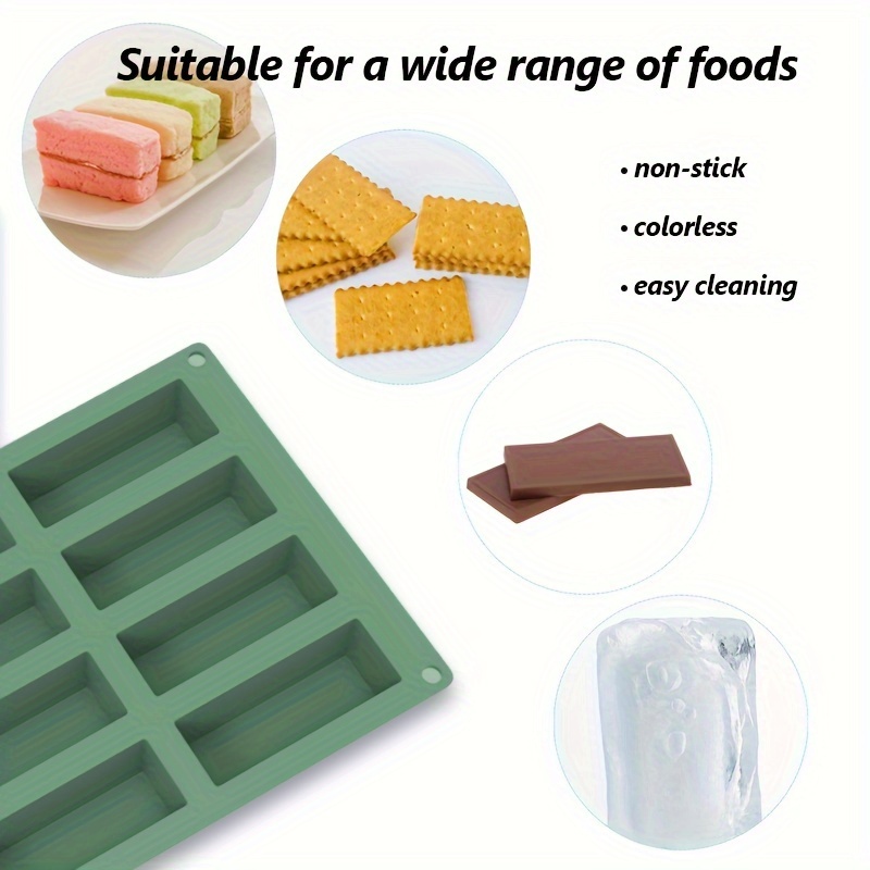 (2 Pcs) 8 Cavity Large Rectangle Granola Bar Silicone Mold/Nutrition/Cereal  Bar