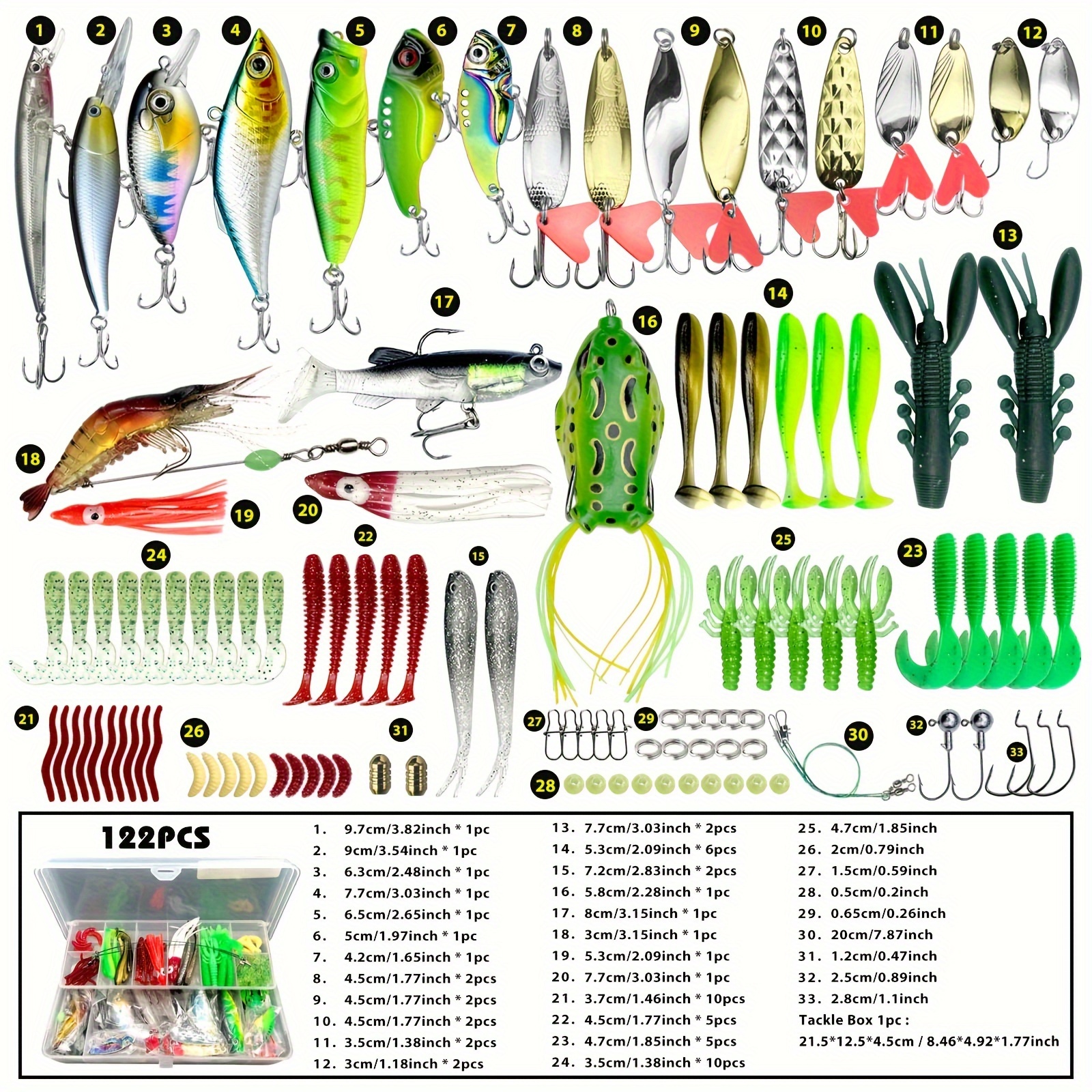 Lurs,fishing Lure Baits, Sequined Set Baits, 12 Baits in a Set, Color  Baits, Hard Baits,Horse-mouth Bait