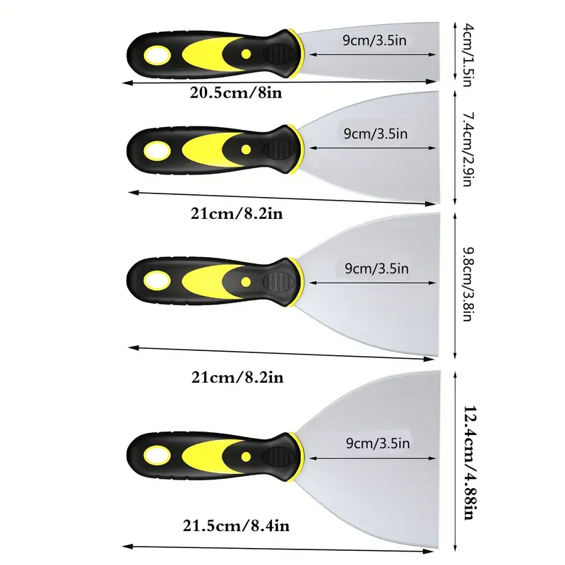 Putty Knife, 4Pcs Spackle Knife Set (2, 3, 4, 5 in), Stainless Steel Paint  Scraper, Taping Knife Tool for Repairing Drywall, Removing Wallpaper